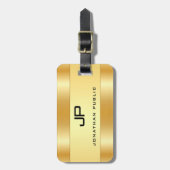 Étiquette À Bagage Monogramme personnalisé Nom Faux Gold Glamour (Devant Vertical)