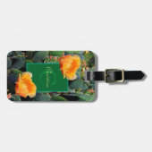 Étiquette À Bagage Monogramme personnalisé Orange Prickly Pear Cactus (Devant horizontal)