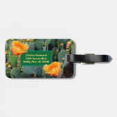 Étiquette À Bagage Monogramme personnalisé Orange Prickly Pear Cactus (Dos horizontal)