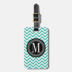 Étiquette À Bagage Monogramme personnalisé par zigzag de Chevron de
