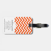 Étiquette À Bagage Monogramme personnalisé par zigzag orange de (Dos horizontal)