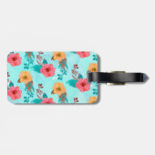 Étiquette À Bagage Monogramme personnalisé Plage florale tropicale (Dos horizontal)