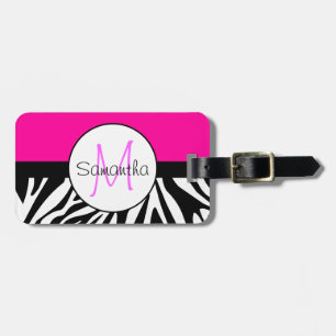 Étiquette À Bagage Monogramme personnalisé Poster de animal rose-chau