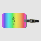 Étiquette À Bagage Monogramme personnalisé Rainbow Gradient (Devant Horizontal)