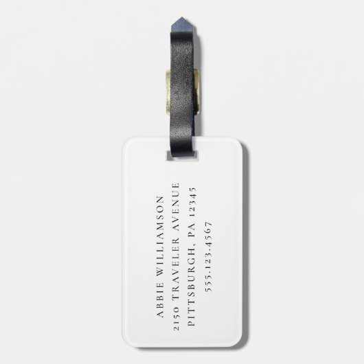 Étiquette À Bagage monogramme personnalisé rayures roses élégant (Dos Vertical)