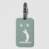 Étiquette À Bagage Monogramme personnalisé Sage Vert Blanc Personnali (Devant Vertical)