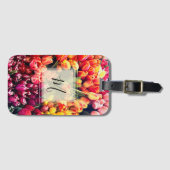 Étiquette À Bagage Monogramme personnalisé sur les tulipes (Devant Horizontal)