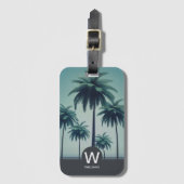 Étiquette À Bagage Monogramme personnalisé tropical (Devant Vertical)