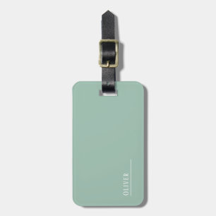 Étiquette À Bagage monogramme personnalisé, vert sauge moderne