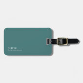 Étiquette À Bagage monogramme personnalisé, vert turquoise moderne (Devant horizontal)