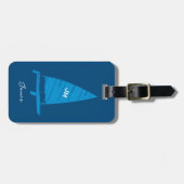 Étiquette À Bagage Monogramme personnalisé Voilier Racing Blue (Devant horizontal)