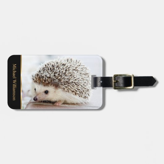 Étiquette À Bagage Monogramme photo de bébé Hérisson (Devant horizontal)