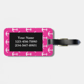 Étiquette À Bagage Monogramme Pink Nautical Ancre Motif bagage Balise (Dos horizontal)