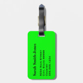 Étiquette À Bagage Monogramme points noirs sur fond vert citron (Dos Vertical)