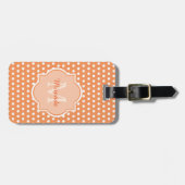 Étiquette À Bagage Monogramme Pois Sassy Orange (Devant horizontal)