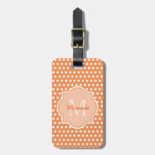 Étiquette À Bagage Monogramme Pois Sassy Orange