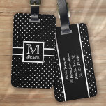 Étiquette À Bagage Monogramme Pot Pot Polka Personnalisé<br><div class="desc">Ce design amusant peut être personnalisé avec un nom et une initiale pour un cadeau unique</div>