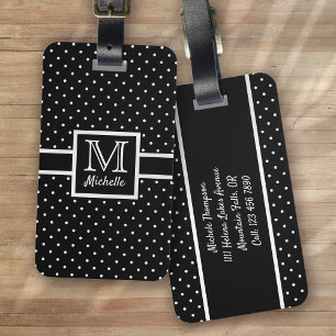 Étiquette À Bagage Monogramme Pot Pot Polka Personnalisé