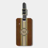 Étiquette À Bagage monogramme pour identifier une valise brune. (Devant Vertical)