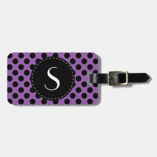 Étiquette À Bagage Monogramme pourpre de point de polka personnalisé