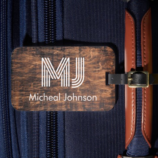 Étiquette À Bagage Monogramme Première expédition en acajou bois (Insitu Rectoal 4)