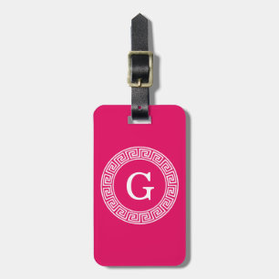 Étiquette À Bagage Monogramme principal grec blanc d'initiale de