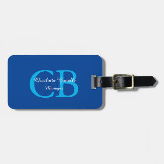 Étiquette À Bagage Monogramme professionnel minimaliste bleu profond 