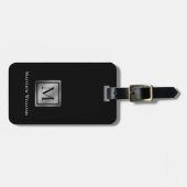 Étiquette À Bagage Monogramme Professionnel Personnalisé Noir Et Arge (Devant horizontal)