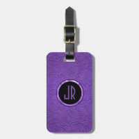 Monogramme Purple Suede Cuir Design Floral