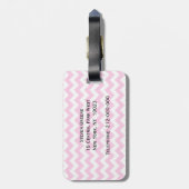 Étiquette À Bagage Monogramme Quatrefoil Rosée Whiron Chevron Zigzag  (Dos Vertical)