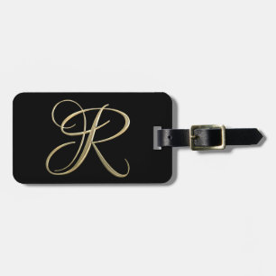 Étiquette À Bagage Monogramme R initial d'or