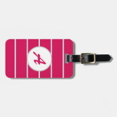 Étiquette À Bagage Monogramme rayé blanc rose Girly à la mode frais (Devant horizontal)