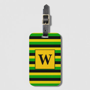 Étiquette À Bagage Monogramme rayé des couleurs du drapeau jamaïcain