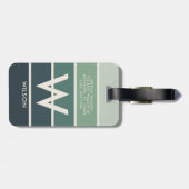 Étiquette À Bagage Monogramme rayé vert foncé personnel (Dos horizontal)