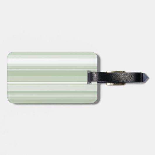 Étiquette À Bagage Monogramme rayures vert pâle (Dos horizontal)