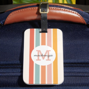 Étiquette À Bagage Monogramme Retro Grandes Colorées Personnalisées