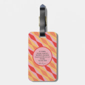 Étiquette À Bagage Monogramme Rétro Hippie Années 70 Rose Géométrique (Dos Vertical)