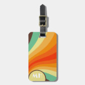 Étiquette À Bagage Monogramme Retro les années 70 bandes Super (Devant Vertical)