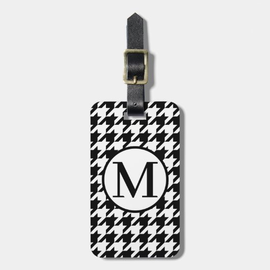 Étiquette À Bagage Monogramme RF Black Houndstooth (Devant Vertical)