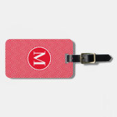Étiquette À Bagage Monogramme RF Red Classic Serif Thin Chevron (Devant horizontal)