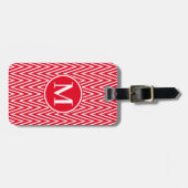 Étiquette À Bagage Monogramme RF Red Steep Chevron (Devant horizontal)