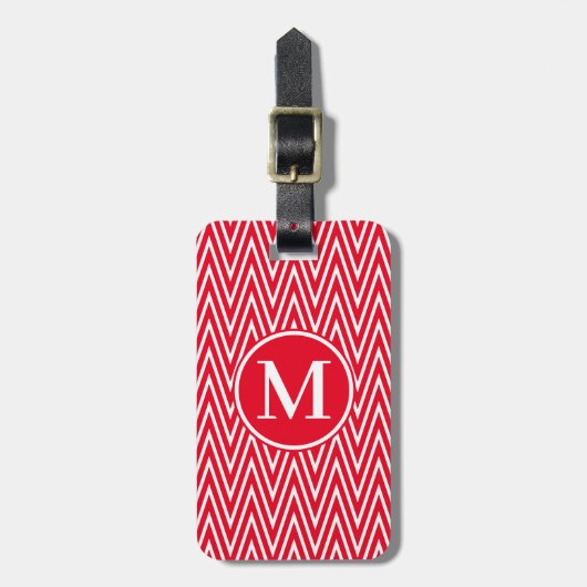 Étiquette À Bagage Monogramme RF Red Steep Chevron (Devant Vertical)
