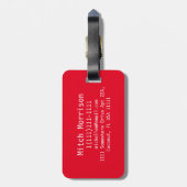 Étiquette À Bagage Monogramme RF Red Steep Chevron (Dos Vertical)