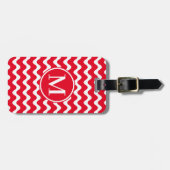 Étiquette À Bagage Monogramme RF Red Waves (Devant horizontal)
