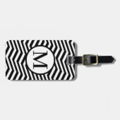 Étiquette À Bagage Monogramme RFBW Tilted Chevron (Devant horizontal)