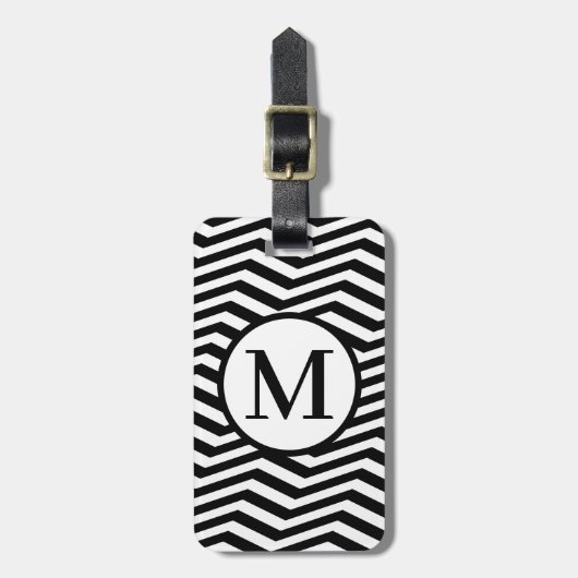 Étiquette À Bagage Monogramme RFBW Tilted Chevron (Devant Vertical)