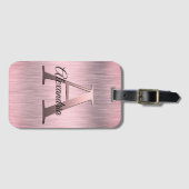 Étiquette À Bagage Monogramme rose (Devant Horizontal)