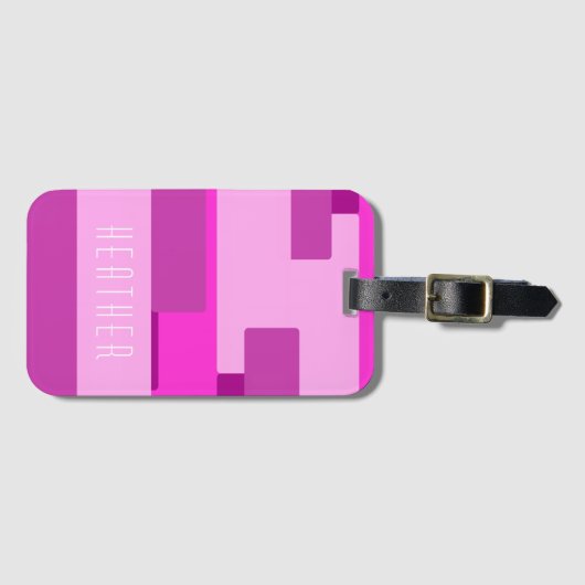 Étiquette À Bagage Monogramme rose (Devant Horizontal)