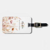Étiquette À Bagage Monogramme rose beige fleur sauvage (Devant horizontal)