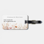 Étiquette À Bagage Monogramme rose beige fleur sauvage (Dos horizontal)